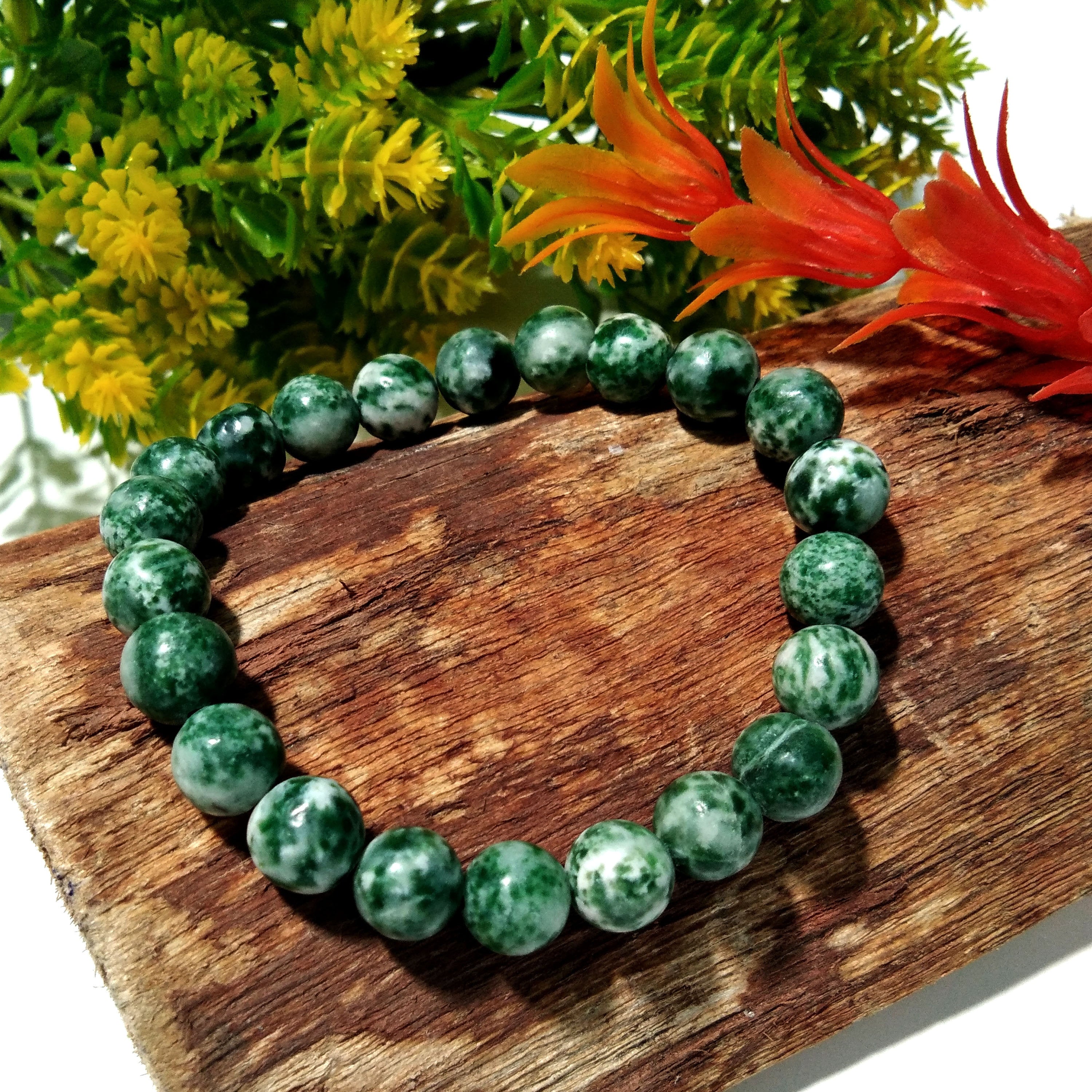 Tree Agate Bracelet Beads Stone, Natural Tree Agate Healing For Men & Women Round Bracelet, Stone Size 8x8 mm Gift Easter day Bracelet